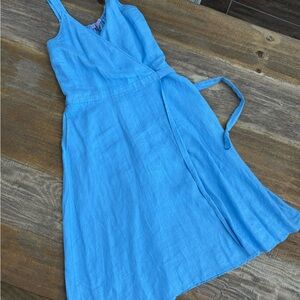 Calypso St Barth Blue Linen Wrap Dress size small